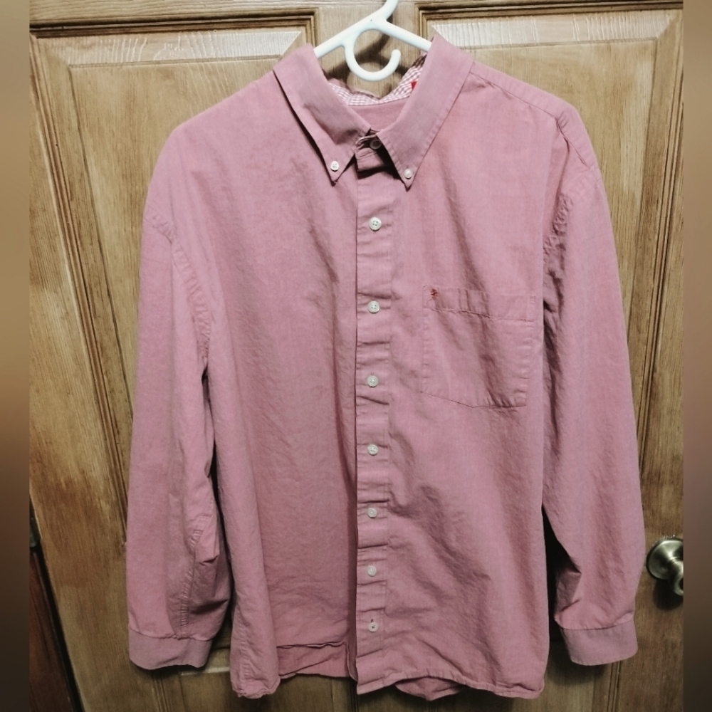 Izod Men's 2XL Red Crimson Long Sleeve Button Down 100% Cotton Business Casual